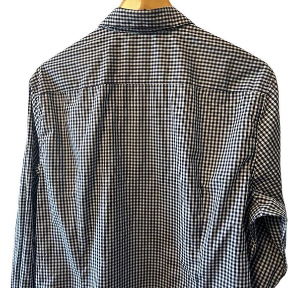 MENS H&M Blue & White Check Button Up Collared Dress Shirt L - Picture 4 of 8